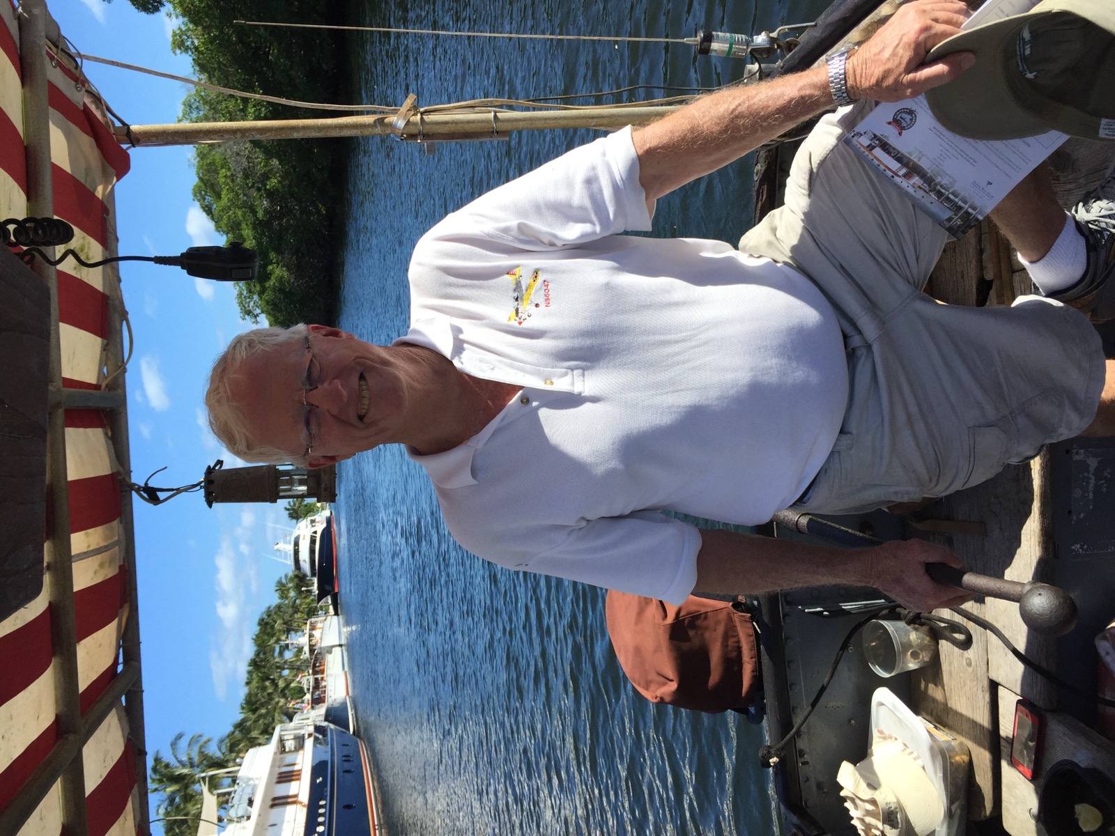 John on a sailboat on Biscayne Bay